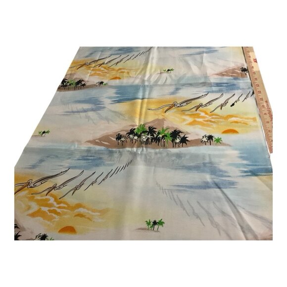 Hoffman California Vintage Silky Fabric Featuring Tropical Scene 4 Yards x 45" W - Picture 1 of 14